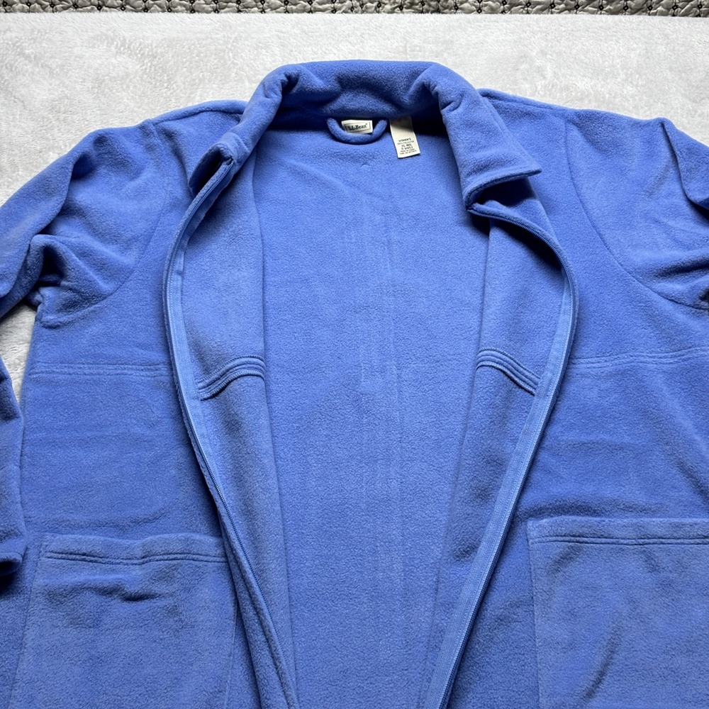 L.L. Bean Robe Housecoat Womens XL Winter Fleece Zip Front Larkspur Blue NEW - Picture 3 of 8